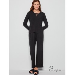 GISELA PIJAMA NEGRO SUIT MODAL