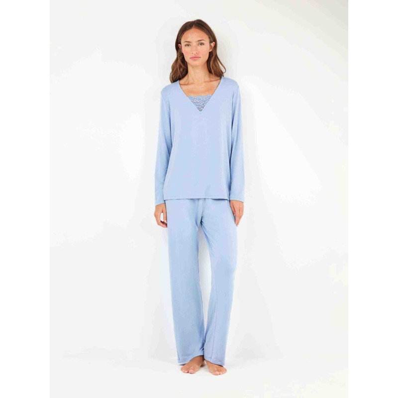 GISELA PIJAMA  MONOCOLOR VISCOSA CON GALON EN PECHO