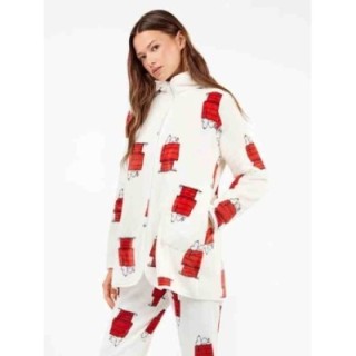 GISELA Bata en tejido peluche extrasuave con cuello alto y cremallera