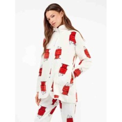 GISELA Bata en tejido peluche extrasuave con cuello alto y cremallera