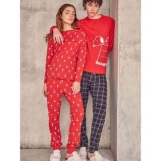 GISELA PIJAMA HOMBRE PENAUTS ROJO +CUADROS