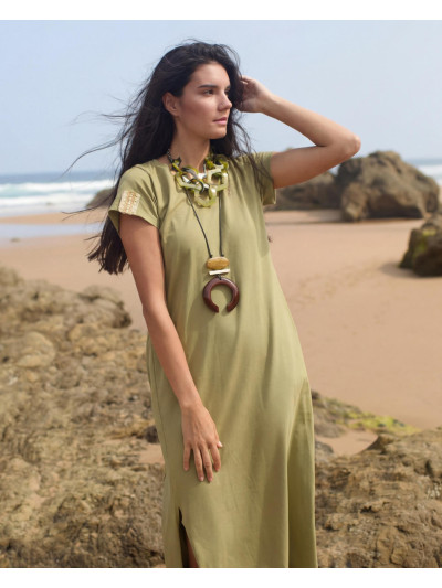 VESTIDO LARGO MANGA CORTA